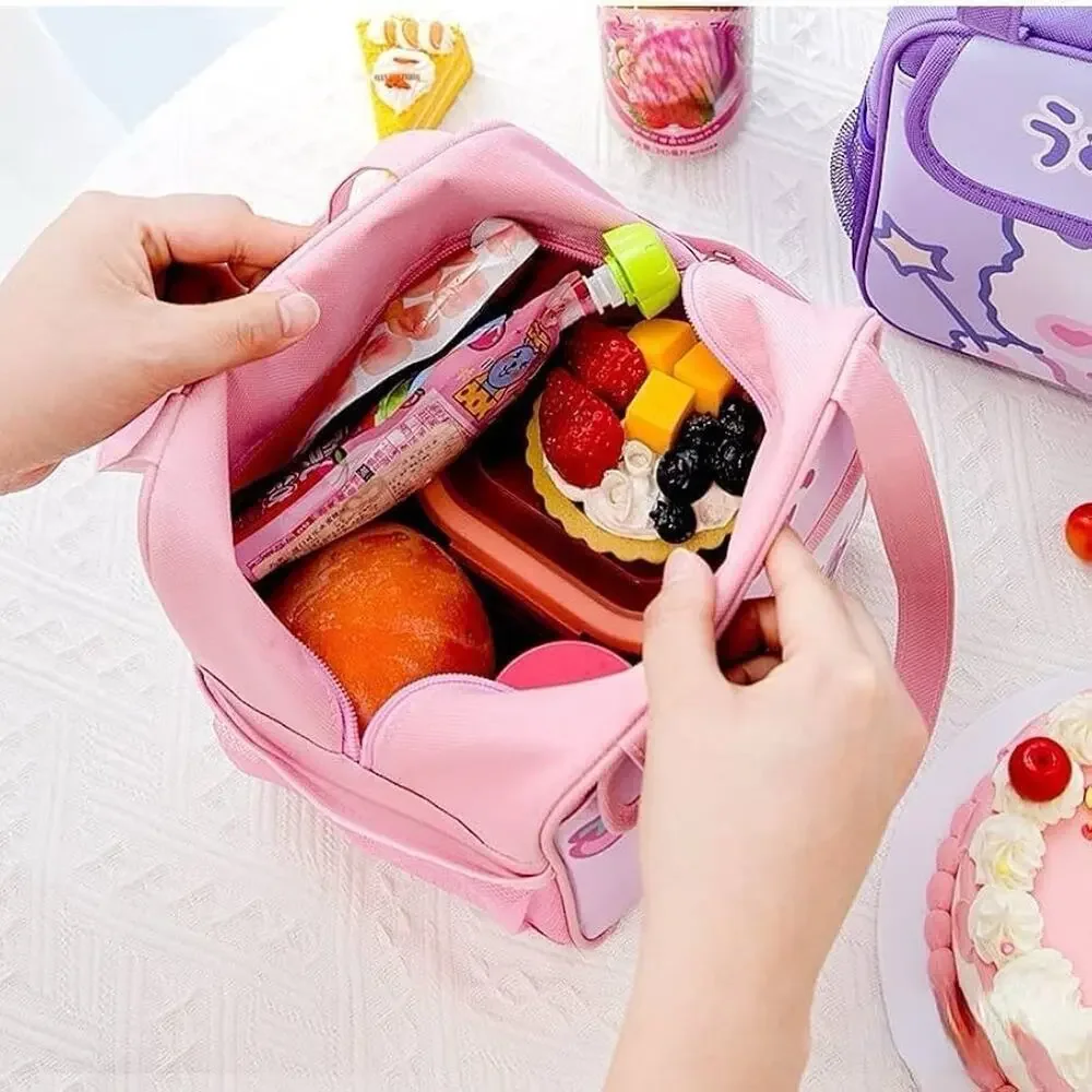 Kawaii Bunny “HI!” Styled Insulated‎ Lunch Bag Pink Cute Anime Lunch Box